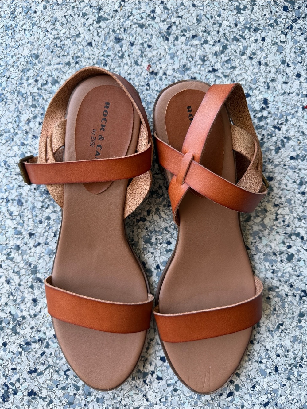 Rock & Candy Tan/Brown Cross-Strap Women's Sandals